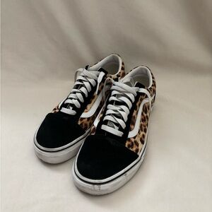 Leopard Print Sneakers with Black Accents